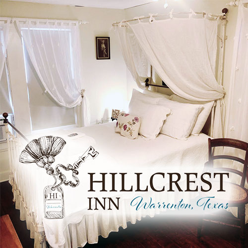 Lodging is available for rent at Hillcrest Inn in Warrenton, Texas during the antique shows